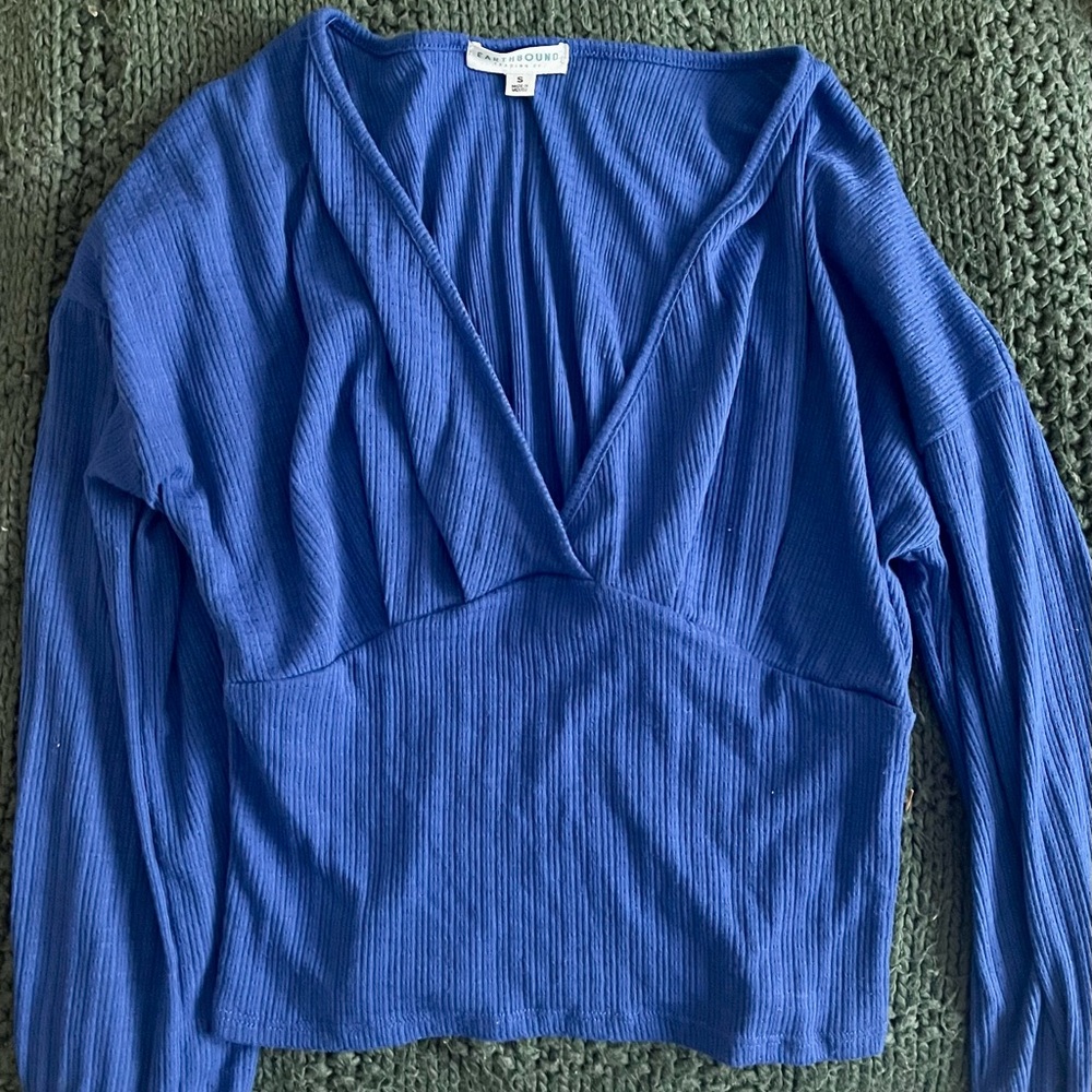 Blue Ribbed Blouse